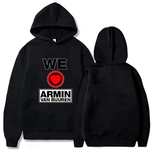 XFICSD Pullover Armin Van Buuren Sweatshirt Damenmode Hoodie, Cartoon-Druckmuster Jacke Langarm Herren Loose Casual Top-White||XS von XFICSD