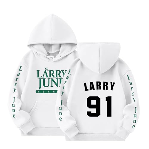 XFICSD Pullover Larry June Sweatshirt Herren Casual Sweatshirt, Cartoon Print Sweatshirt Damen Loose Fashion Jacke Langarm-White||XS von XFICSD