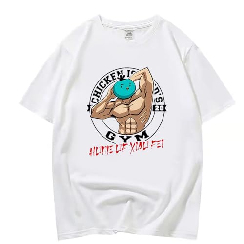 XFICSD Short Sleeve Scissor Seven Shirt Simple Comfortable Cartoon Printed T-Shirt,Männer Frauen Casual Rundhalsausschnitt Tops Mode Lose Shirt-White||XS von XFICSD