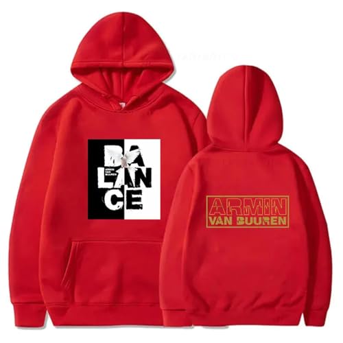 XFICSD Sweatshirt Armin Van Buuren Hoodie, Bequemes Und Lockeres Kapuzenoberteil Für Herren, Stylischer Und Lässiger Pullover Für Damen, Schlichtes Langarm-Sweatshirt-Red||3XL von XFICSD