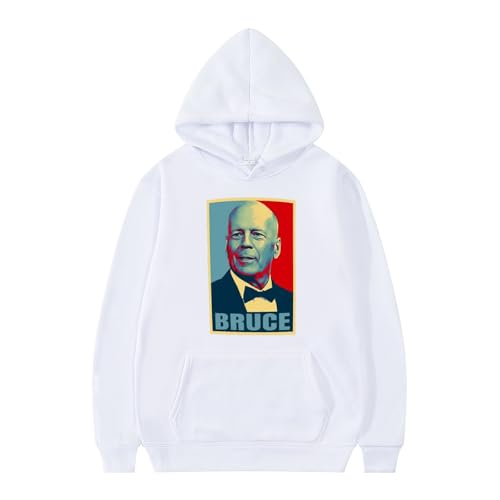 XFICSD Sweatshirt Bruce Willis Hoodie, Bequemes Und Lockeres Langarm-Top Mit Cartoon-Print, Modische Lässige Kapuzenjacke Für Männer Und Frauen-Grey||XS von XFICSD