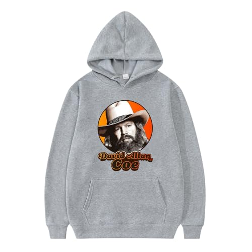 XFICSD Sweatshirt David Allan Coe Hoodie Herren Bequemes Langarm-Oberteil, Damen-Cartoon-Print-Jacke Modisches Sportswear-Kapuzen-Sweatshirt-Grey||XS von XFICSD