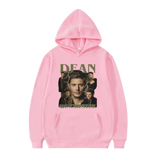 XFICSD Sweatshirt Dean Winchester Hoodie Für Damen Und Herren, Bequeme Lockere Jacke, Modisches Cartoon-Print-Langarm-Oberteil, Lockeres Sweatshirt-Black||XS von XFICSD