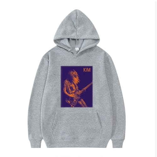 XFICSD Sweatshirt Kim Gordon Hoodie, Modisches Freizeit-Sweatshirt, Cartoon-bedrucktes, Lockeres Kapuzen-Sweatshirt Für Damen Und Herren, Bequeme Langarmjacke-Grey||XS von XFICSD