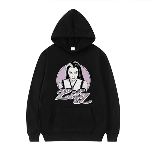 XFICSD Sweatshirt Lily Munster Hoodie Pullover Bequemes Cartoon-Druck-Langarmoberteil, Modische Lockere Jacke Für Männer Und Frauen-Pink||XS von XFICSD