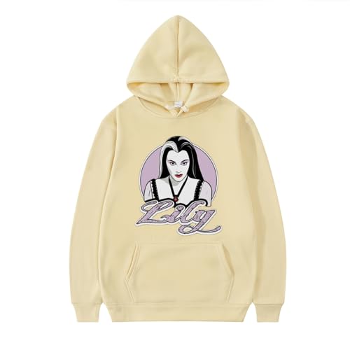 XFICSD Sweatshirt Lily Munster Hoodie Pullover Bequemes Cartoon-Druck-Langarmoberteil, Modische Lockere Jacke Für Männer Und Frauen-Pink||XS von XFICSD