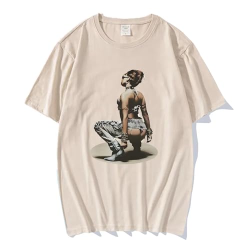 XFICSD T-Shirt Anitta Kurzarm Herren Bequemes Lässiges Dünnes Hemd, Modisches Damen Lockeres Oberteil Cartoon-Print Rundhals Kurzarm-Khaki||XL von XFICSD