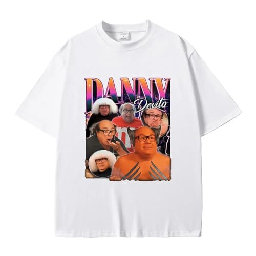 XFICSD T-Shirt Danny DeVito Hemd Modischer Rundhalsausschnitt Dünne Kurze Ärmel, Schlichte Oberteile Für Damen Und Herren, Bequeme Freizeithemden-Pink||XS von XFICSD