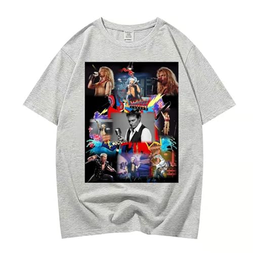 XFICSD T-Shirt David Lee Roth Kurzarm Modischer Cartoon-Print Kurzarm, Lässiges Und Bequemes Rundhals-Oberteil Schlichtes Shirt Für Damen Und Herren-Black||XS von XFICSD