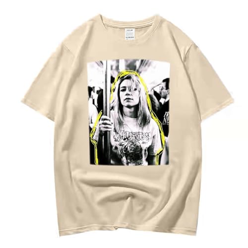 XFICSD T-Shirt Kim Gordon, Kurzärmeliges Modisches Herren-dünnes Hemd, Bequemes Und Lässiges Damen-Oberteil Mit Rundhalsausschnitt, Cartoon-Druck, Lockere Kurze Ärmel-White||XS von XFICSD