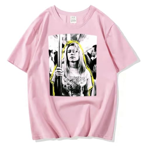 XFICSD T-Shirt Kim Gordon, Kurzärmeliges Modisches Herren-dünnes Hemd, Bequemes Und Lässiges Damen-Oberteil Mit Rundhalsausschnitt, Cartoon-Druck, Lockere Kurze Ärmel-White||XS von XFICSD