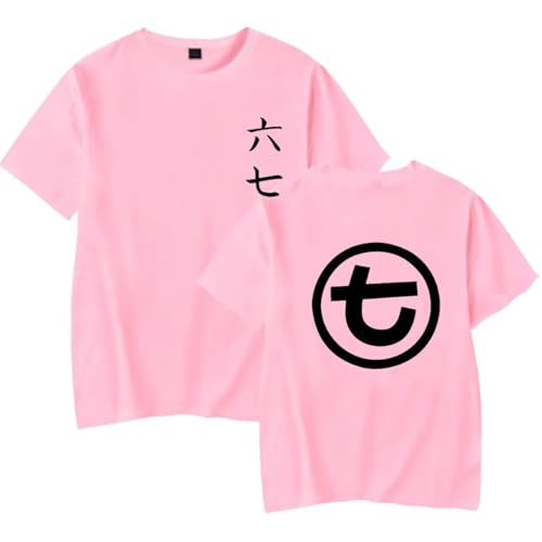 XFICSD T-Shirt Scissor Seven Kurzärmelig Mode Männer Bequemen Losen Rundhalsausschnitt Top, Frauen Einfach Lässig Shirt Cartoon Druck Kurzärmelig-Pink||XS von XFICSD