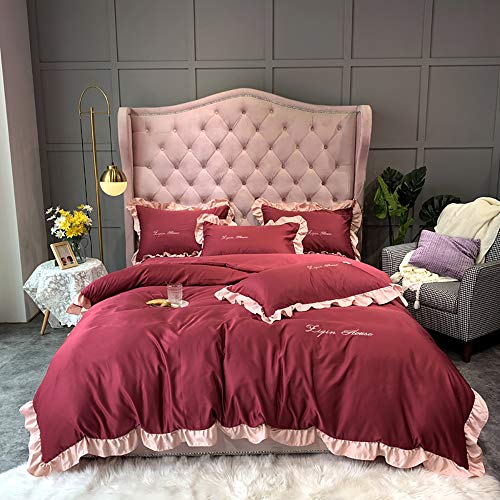 Doppelbett-Sets gelb, Seiden-Sets für King-Size-Betten, Sets mit Bettbezug-Sets für King-Size-Betten, luxuriöser Vollsatin-Seide, weich, seidig, 4-teiliges Bettdeckenbezug-Set für Erwachsene, von XFZJCHAP