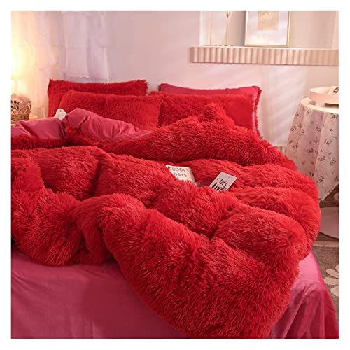 Duvet Cover Set Plüsch Duvet Cover Set Vierköpfiger Set Herbst- und Winterkoralle-Fleece-Bettblatt Dicke warme Bettwäsche bringen hervorragende Schlafduvet-Abdeckung (Farbe: 2, Größe: 47,24 Zoll Bett von XFZJCHAP