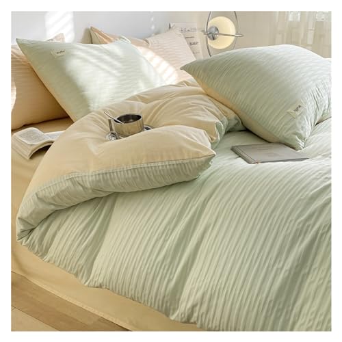 Duvet Cover Set Summer Bubble Yarn Jacquard Duvet Cover Set 4 Stück, Baumwollgedruckte Bettwäsche Duvet Cover Set mit Reißverschluss Duvet Cover voll (Farbe: 14, Größe: 2,0 m Bett -220x240 cm) von XFZJCHAP