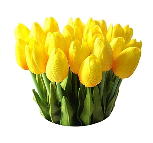 Künstliche Blumen, künstliche Blumen, 10 Stück, Tulpen, künstliche Blumen, fühlen sich echt an, künstlicher Blumenstrauß, künstliche Blumen für Zuhause, Küche, Schlafzimmer, Festival-Dekorationen von XFZJCHAP