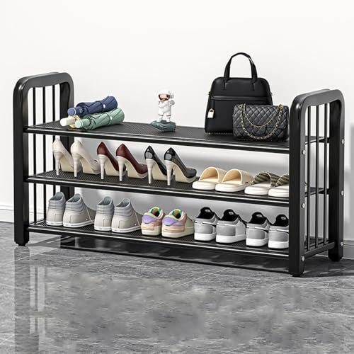 Schuhbank, Schuhregal mit abnehmbaren Regalen, Metallgitterregale zur Schuhaufbewahrung, Schuhregal für Schrank, Eingangsbereich, Flur, Schlafzimmer, Wohnzimmer, Schuhdesign (B 60 x 28,5 x 52,2 cm) von XFZJCHAP