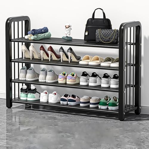 Schuhbank, Schuhregal mit abnehmbaren Regalen, Metallgitterregale zur Schuhaufbewahrung, Schuhregal für Schrank, Eingangsbereich, Flur, Schlafzimmer, Wohnzimmer, Schuhdesign (B 60 x 28,5 x 52,2 cm) von XFZJCHAP