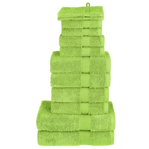 XFZJCHAP 12-teiliges Premium-Handtuchset SOLUND Green 600 g/m²-Handtücher – Premium-Jumbo-Badetuch – Baumwolle, sehr saugfähig und schnell trocknend, extra großes Badetuch – superweiches Handtuch in von XFZJCHAP