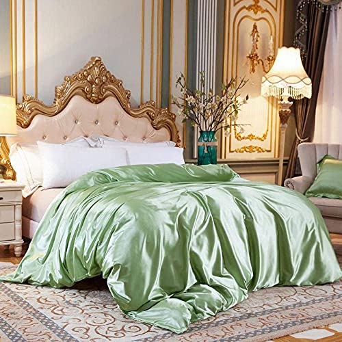 XFZJCHAP 4-teilige Bettwäsche Set Satin Seiden Bettwäsche Sets Duvet Cover flach sitzt Blatt Twin Full Queen 4pcs Leinenset Schwarz 100% EN-12th-Twin Flat 3PCS von XFZJCHAP