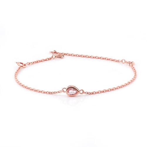 XFZJCHAP Armband aus 9-karätigem/14-karätigem/18-karätigem Roségold für Damen, Kette mit tropfenförmigem, weißem 0,4–1 Karat Moissanit-Edelstein-Charm-Armband von XFZJCHAP