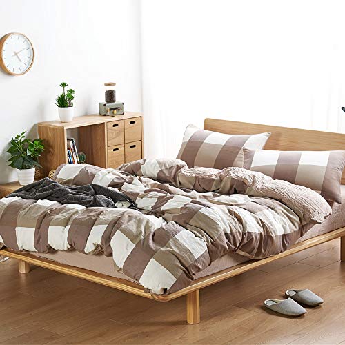 XFZJCHAP CAZARU Washed Lin Bettbezug für Doppelbett, Set King Size, Rosa, Bettbezug-Set für Doppelbett mit Kissenbezug, Bettbezug 220 x 240 cm, Bettlaken-Kissenbezüge, 4-teilig, Twin King Size von XFZJCHAP