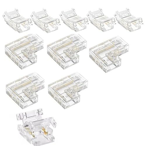 XFZJCHAP COB-LED-Streifenverbinder, Lichtstreifen-Drahtverbinder, 2, 3, 4-polig, L-förmig, für 5, 8, 10 mm breite Leiterplatten, einfarbiger RGB-CCT-Streifen (OB3P-10) von XFZJCHAP