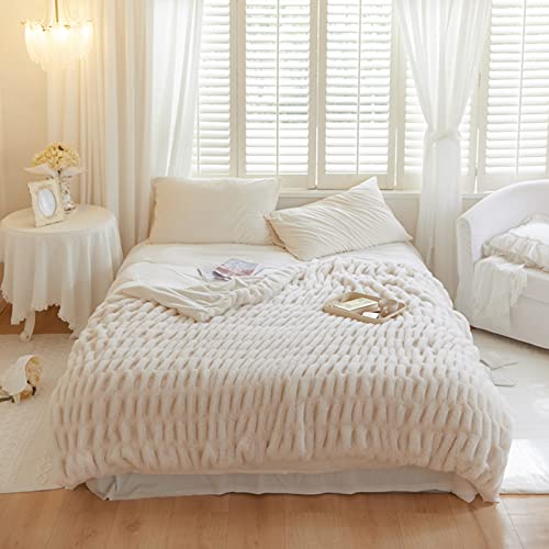 XFZJCHAP Decke fürs Bett, luxuriöse Plüsch-Kunstfell-Überwurfdecke, leichte Luxus-Kaninchen-Plüschdecke, Nickerchendecke, Freizeitdecke, Sofadecke, warme, Elegante, Flauschige Deko-Decke, Schal- von XFZJCHAP