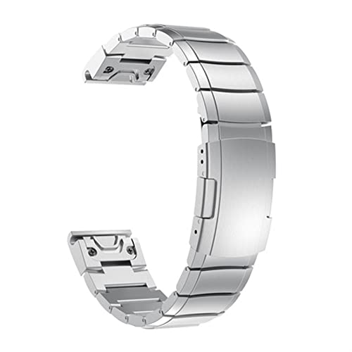 XFZJCHAP Edelstahlarmband Metalluhrenarmbänder für Fenix ​​7 7S 7X 5S 5X 6X 6 6S Pro 3HR 935 Edelstahlband Schnellverschluss Smart Watch Correa (Farbe: Silber, Größe: 22 mm Fenix ​​7-EPIX) von XFZJCHAP