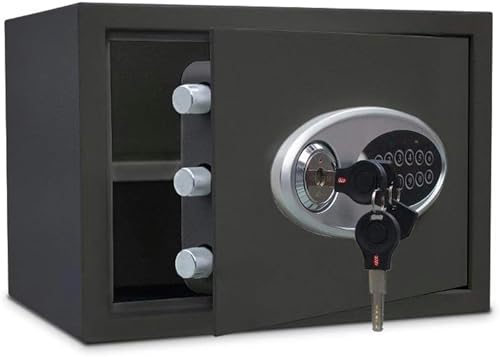 XFZJCHAP Ganzstahl-Safes, Metall-Schlüssel-Versicherungsschrank, 2-lagiger Alarm-Garderobe, Diebstahlsicherung, Passwort-Lo, Schwarz-1 von XFZJCHAP