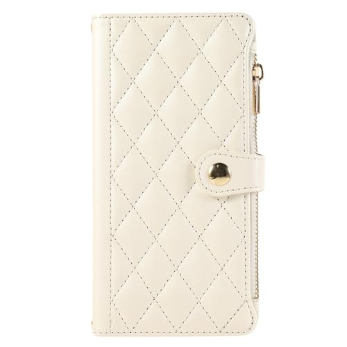 XFZJCHAP Handyhülle für Google Pixel 9 Pro/Pixel 9, Brieftasche Lederhülle, Klappbare Standfunktion, Handschlaufe, Schultergurt, Schutzhülle für Damen, Beige, 9 von XFZJCHAP