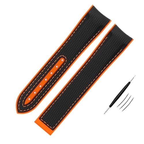 XFZJCHAP Hochdichtes Nylon-Silikon-Armband für Omega-Uhrenarmband 20 mm, 21 mm, 22 mm, Gummi-Uhrenarmband, Faltschließe, gebogenes Ende für Armbanduhren von XFZJCHAP