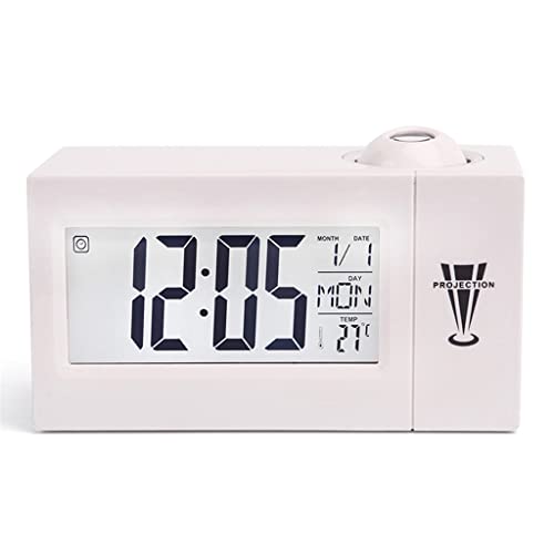 XFZJCHAP LELED Digitaler Projektionswecker, Temperatur-Thermometer, Desktop-Uhrzeit, Datumsanzeige, Projektor, Kalender (Farbe: Schwarz, Größe: 147 x 55 x 89 mm) (Weiß 147 x 55 x 89 mm) von XFZJCHAP