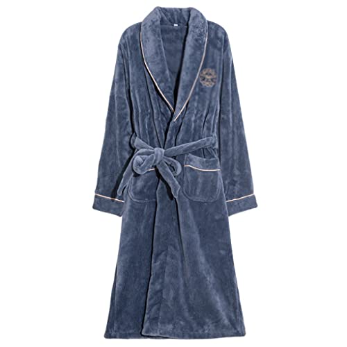 XFZJCHAP Männer Flanell Robe Kimono Bademantel Kleid Winter Warme Nachtwäsche Nachthemd Dicke Nachtwäsche Hause Kleidung von XFZJCHAP