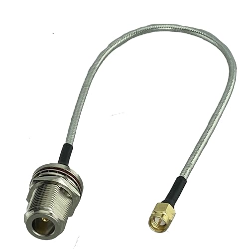 XFZJCHAP RG402 0,141 Zoll SMA-Stecker auf N-Buchse, Schottmutter, Steckverbinder, Drahtklemme, Flexibles Kabel, RF-Jumper-Pigtail, Silberkabel, 6 Zoll ~ 20 m (20 m) von XFZJCHAP