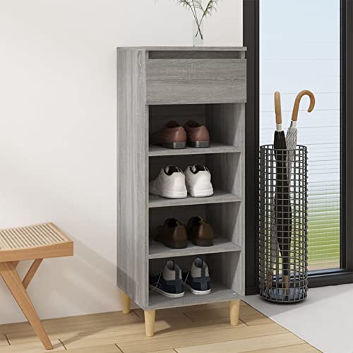 XFZJCHAP Schuhschrank Grau Sonoma 40x36x105 cm Holzwerkstoff,Schuhschrank aus Holz,Aufbewahrungsschrank mit 3 Klapptüren,Perfekt für schmale Flure,Wohnzimmer,Schlafzimmer von XFZJCHAP