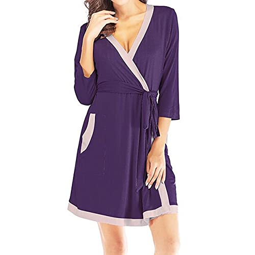 XFZJCHAP Sommer Kimono Roben Frauen Weiche Modale Bad Kleid Yukata Nachthemd Nachtwäsche Weibliche Sleep Bademantel (BM) von XFZJCHAP