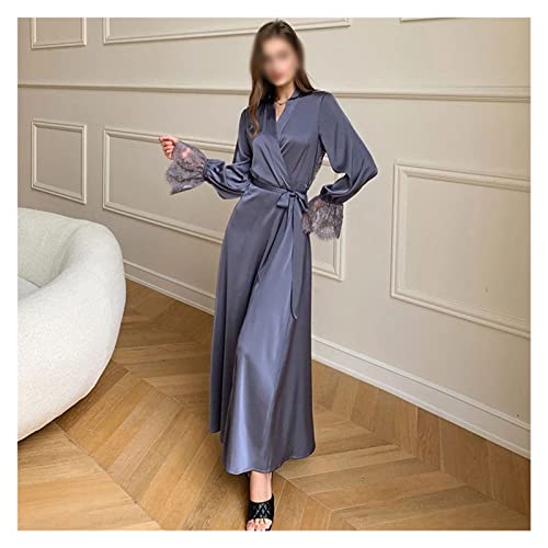 XFZJCHAP Spitze rückenfreie Robe Bademantel Sexy Frauen Satin Nachthemd Bademantel Nachthemd Sommer V-Ausschnitt Nachtwäsche (EIN großer Code) von XFZJCHAP