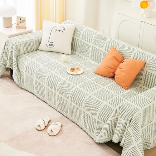 XFZJCHAP Überwürfe für Sofas, große Überwürfe für Sofas, Rutschfester Sofabezug, Chenille-Couch-Überwurf, Decke mit Quasten, Sofabezüge (Orange, 180 x 180 cm) von XFZJCHAP