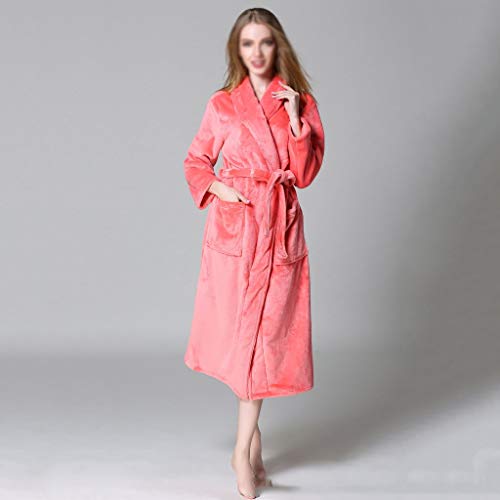 XFZJCHAP Winter Dicke Warme Weibliche Korallen Fleece Kimono Robe Liebhaber Paar Nachthemd Bad Kleid Nachtwäsche Große Nachtwäsche (D XL) von XFZJCHAP