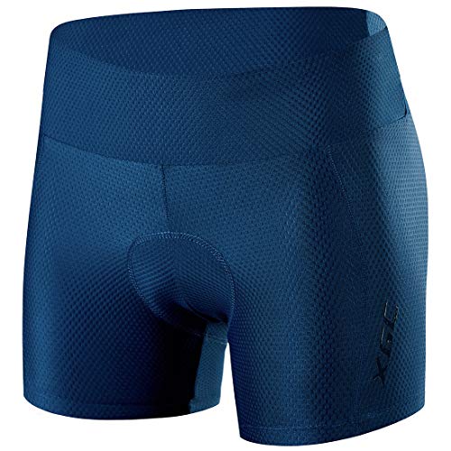 Damen Radunterhose Radsportshorts Fahrradhosen mit elastische atmungsaktive 4D Gel Sitzpolster mit Einer hohen Dichte (XL, Blue (6017)) von XGC