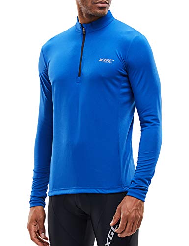 Herren Kurzarm/Langarm Radtrikot Fahrradtrikot Radshirt Fahrradshirts Fahrradbekleidung für Männer mit Elastische Atmungsaktive Schnell Trocknen Stoff (039 Blue, XXXL) von XGC