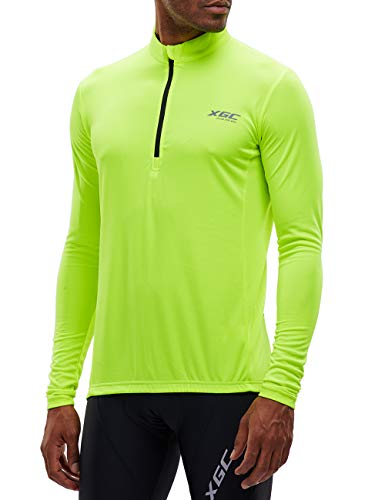 Herren Kurzarm/Langarm Radtrikot Fahrradtrikot Radshirt Fahrradshirts Fahrradbekleidung für Männer mit Elastische Atmungsaktive Schnell Trocknen Stoff (039 Green, XXL) von XGC