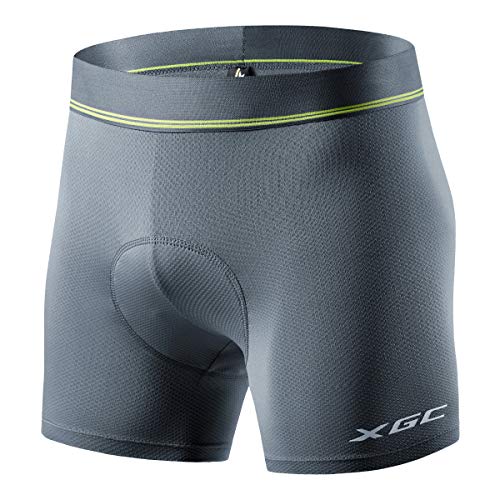 Herren Radunterhose Radsportshorts Fahrradhosen mit elastische atmungsaktive 3D Gel Sitzpolster mit Einer hohen Dichte (Grey, XXL) von XGC