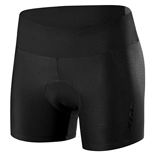 XGC Damen Radunterhose Radsportshorts Fahrradhosen mit elastische atmungsaktive 4D Gel Sitzpolster mit Einer hohen Dichte (L, Black (6017)) von XGC