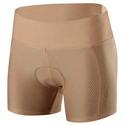 XGC Damen Radunterhose Radsportshorts Fahrradhosen mit elastische atmungsaktive 4D Gel Sitzpolster mit Einer hohen Dichte (L, Khaki (6017)) von XGC