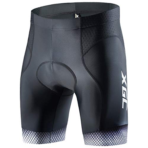 XGC Herren Kurze Radlerhose und Radunterhose Radsportshorts Fahrradhose für Männer elastische atmungsaktive 3D Schwamm Sitzpolster mit Einer hohen Dichte (Grey, S) von XGC