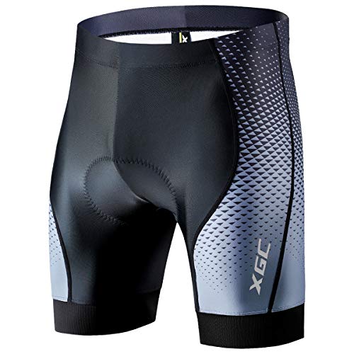 XGC Herren Kurze Radlerhose und Radunterhose Radsportshorts Fahrradhose für Männer elastische atmungsaktive 4D Schwamm Sitzpolster mit Einer hohen Dichte (2XL, Black_Grey) von XGC