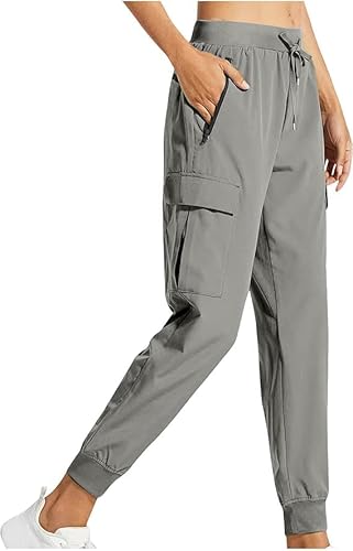 XGWDP Cargo Pants, Hiking Pants, Cargo Joggers for Women, Quick Dry Lightweight Travel Petite Pants, with Zipper Pockets (4,XL) von XGWDP