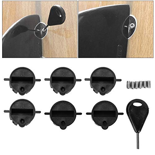 6 Stück schwarz weiß Kunststoff Cup Plug Surfboard Round Fin Plug G5 Box Fin Plug Screw Key for Surfing Accessories (Black) von XHIKOWAT